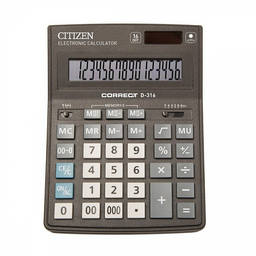 Калькулятор CITIZEN Correct D-316 черный 16-разр - канцтовары в Минске